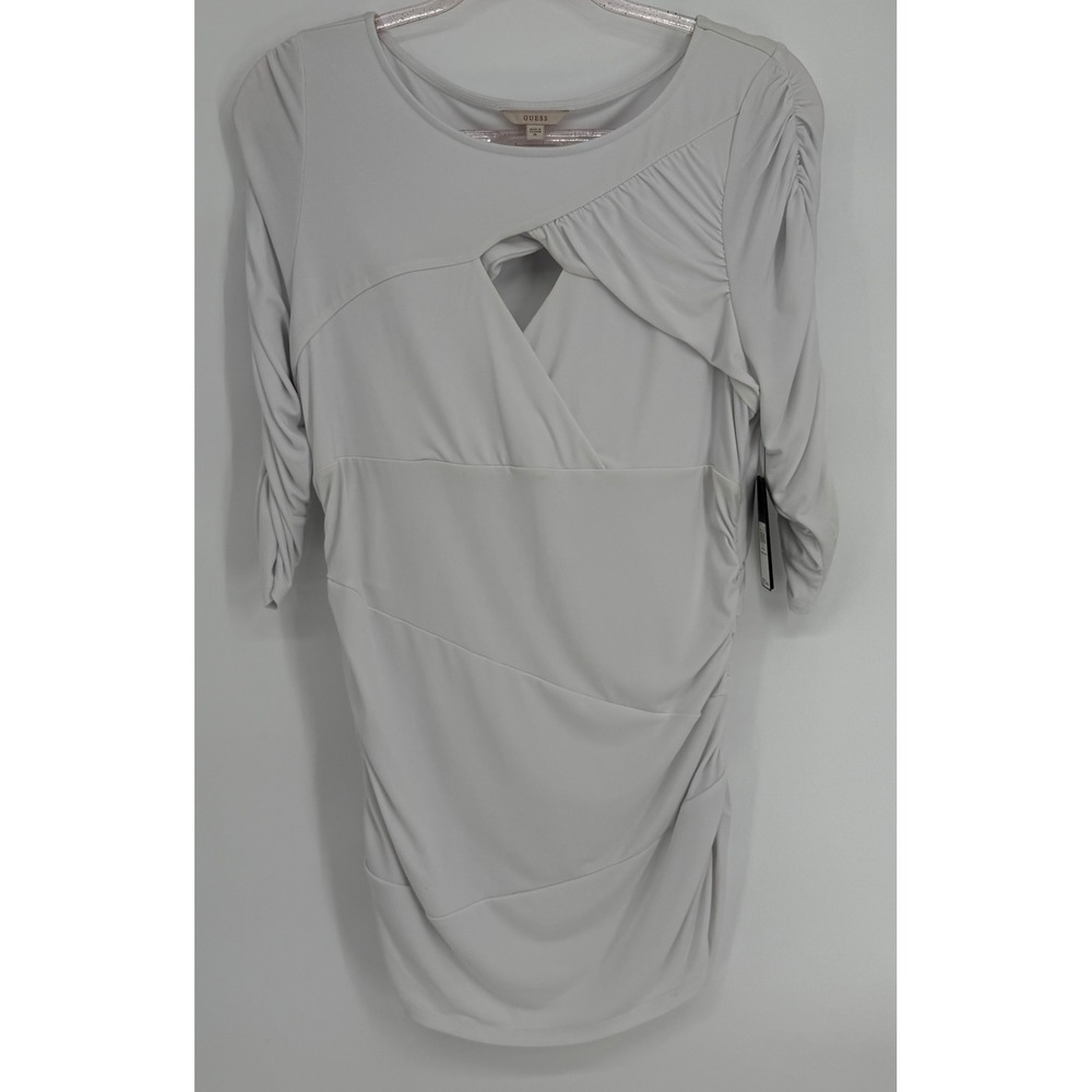 GUESS Womens True White‎ Ruched Cutout 3/4 Sleeve Bodycon Dress Sz XL